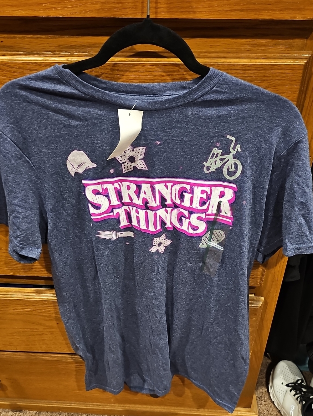 Netflix Stranger Things Short-Sleeve Tee in Navy and Pink